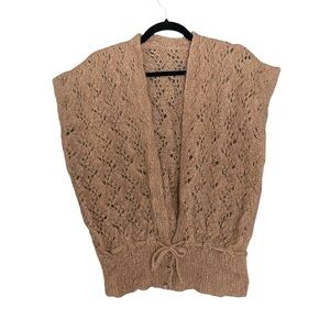 HAND KNIT Crochet Wool Sleeveless Cardigan Vest